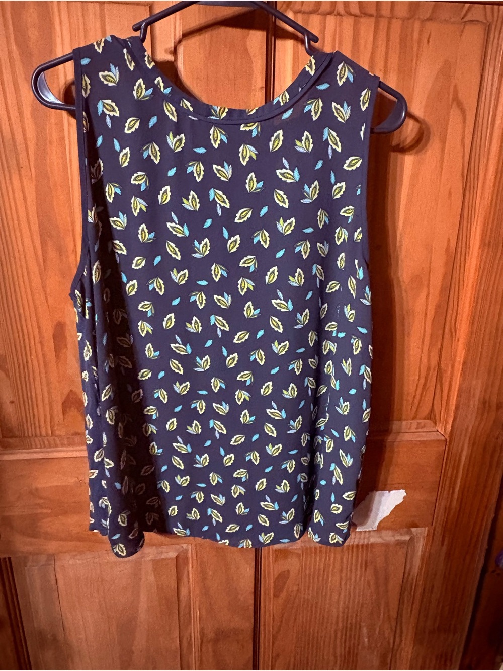 LOFT Navy Leaf-Print Sleeveless Camisole
